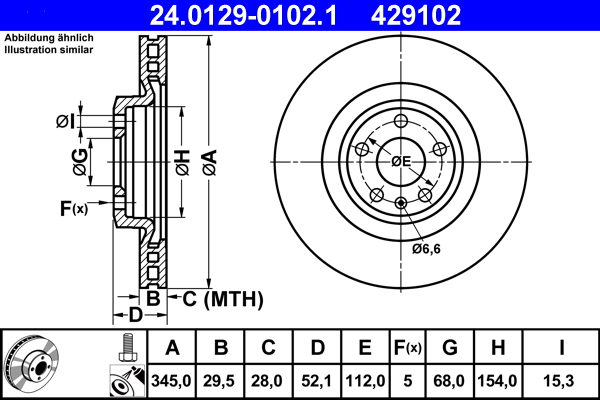 Brake Disc - 24.0129-0102.1 ATE