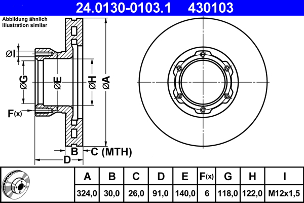 Brake Disc - 24.0130-0103.1 ATE