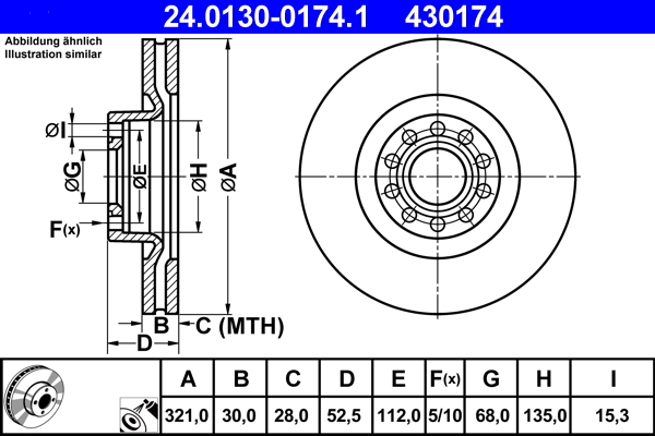 Bremsscheibe - 24.0130-0174.1 ATE
