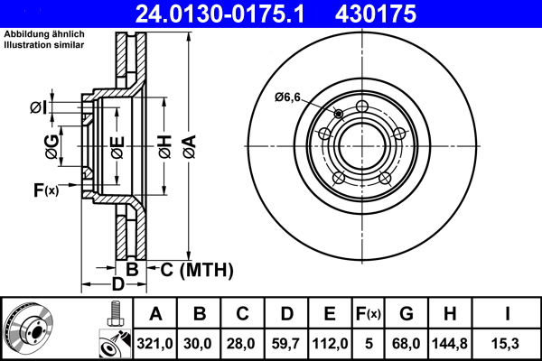 Brake Disc - 24.0130-0175.1 ATE