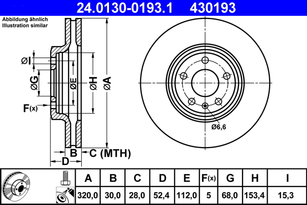 Brake Disc - 24.0130-0193.1 ATE