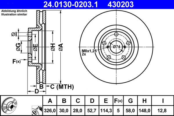 Brake Disc - 24.0130-0203.1 ATE