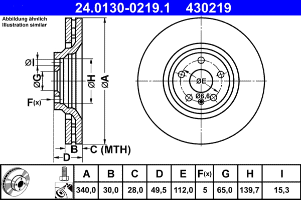 Brake Disc - 24.0130-0219.1 ATE