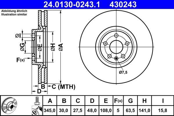 Brake Disc - 24.0130-0243.1 ATE