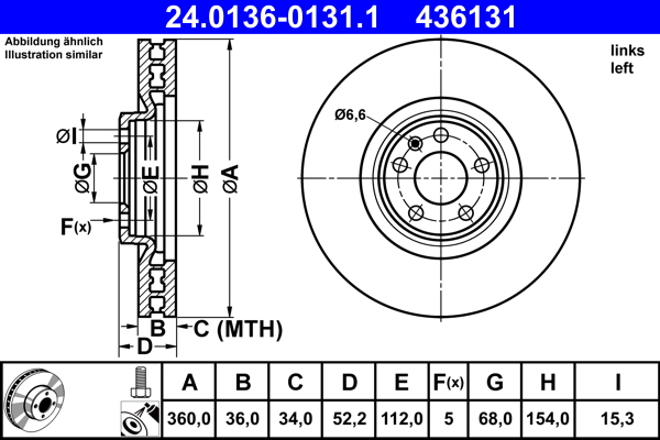Brake Disc - 24.0136-0131.1 ATE