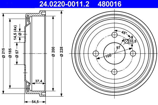 Brake Drum - 24.0220-0011.2 ATE