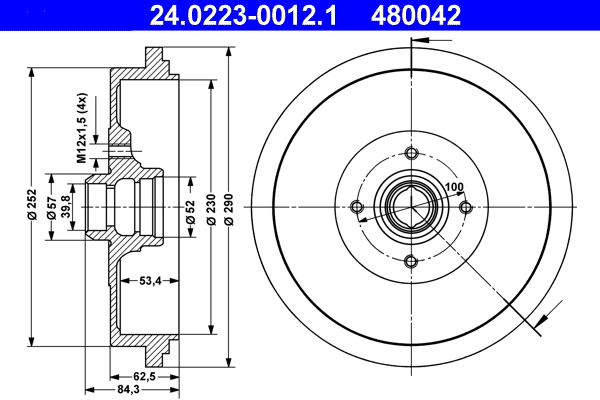 Brake Drum - 24.0223-0012.1 ATE