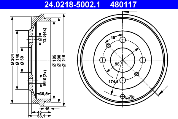 Brake Drum - 24.0218-5002.1 ATE