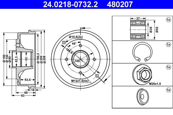 Brake Drum - 24.0218-0732.2 ATE