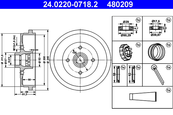 Brake Drum - 24.0220-0718.2 ATE