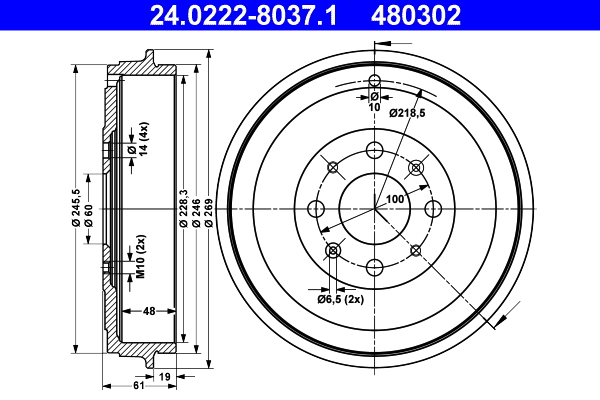 Brake Drum - 24.0222-8037.1 ATE