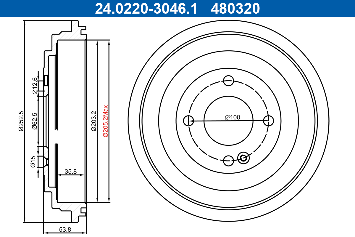 Brake Drum - 24.0220-3046.1 ATE
