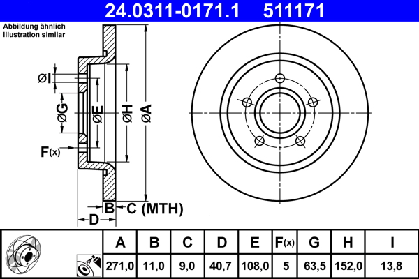 Brake Disc - 24.0311-0171.1 ATE