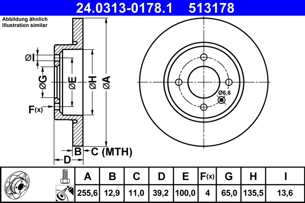 Brake Disc - 24.0313-0178.1 ATE