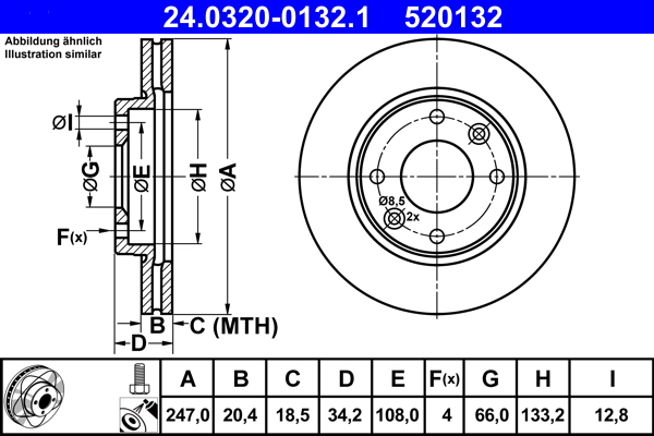 Brake Disc - 24.0320-0132.1 ATE