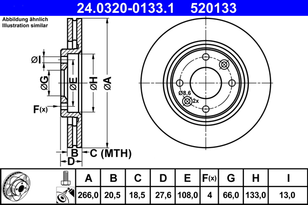 Brake Disc - 24.0320-0133.1 ATE