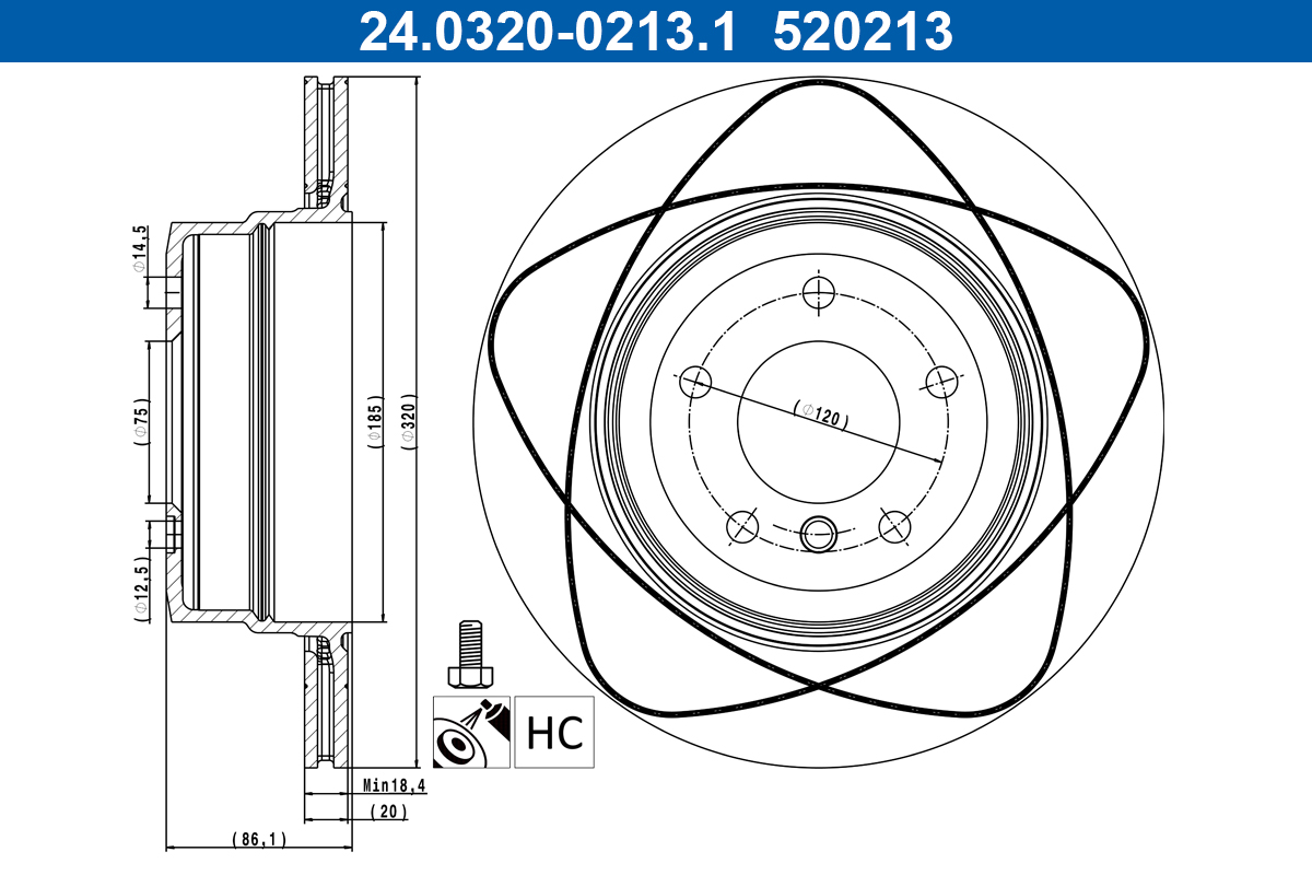 stabdžių diskas - 24.0320-0213.1 ATE