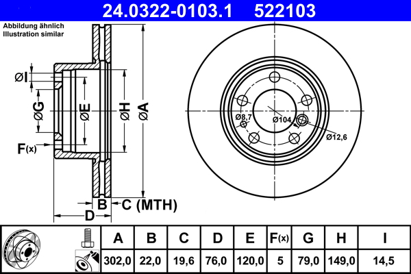 Brake Disc - 24.0322-0103.1 ATE