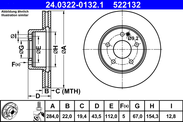 Brake Disc - 24.0322-0132.1 ATE