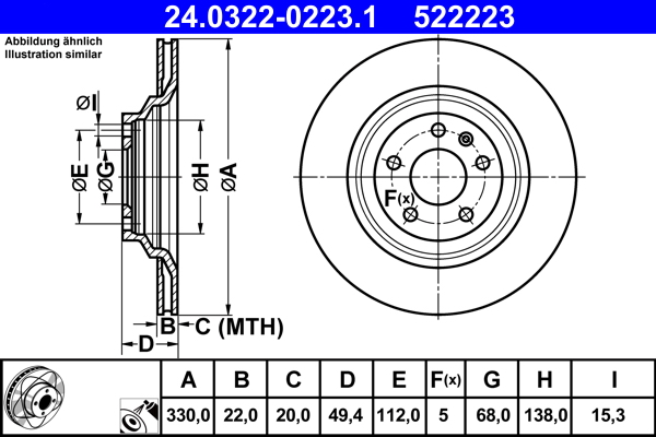 Brake Disc - 24.0322-0223.1 ATE