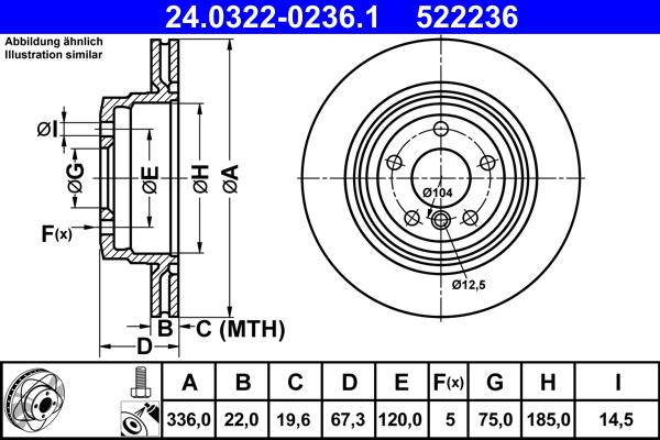 Brake Disc - 24.0322-0236.1 ATE