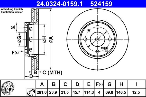 Brake Disc - 24.0324-0159.1 ATE