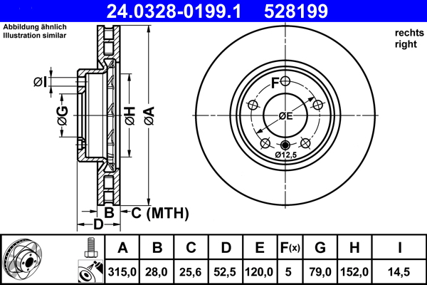Brake Disc - 24.0328-0199.1 ATE