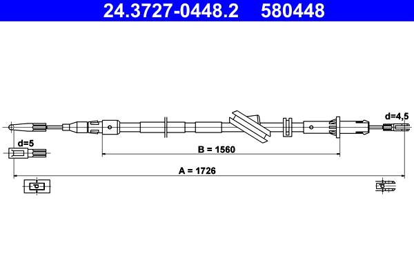 Cavo comando, Freno stazionamento - 24.3727-0448.2 ATE