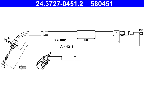 Cavo comando, Freno stazionamento - 24.3727-0451.2 ATE