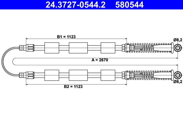 Cable, parking brake - 24.3727-0544.2 ATE
