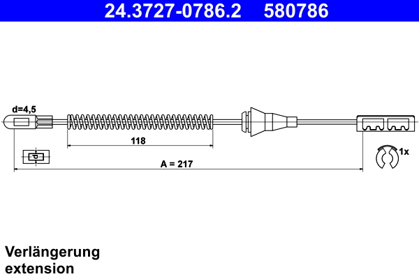 Cavo comando, Freno stazionamento - 24.3727-0786.2 ATE