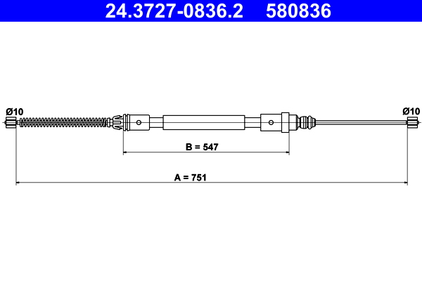 Cable, parking brake - 24.3727-0836.2 ATE