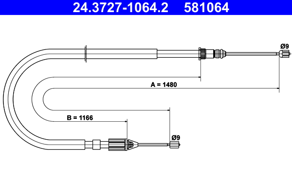 Cable, parking brake - 24.3727-1064.2 ATE
