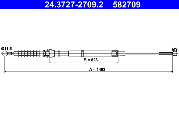 Cavo comando, Freno stazionamento - 24.3727-2709.2 ATE