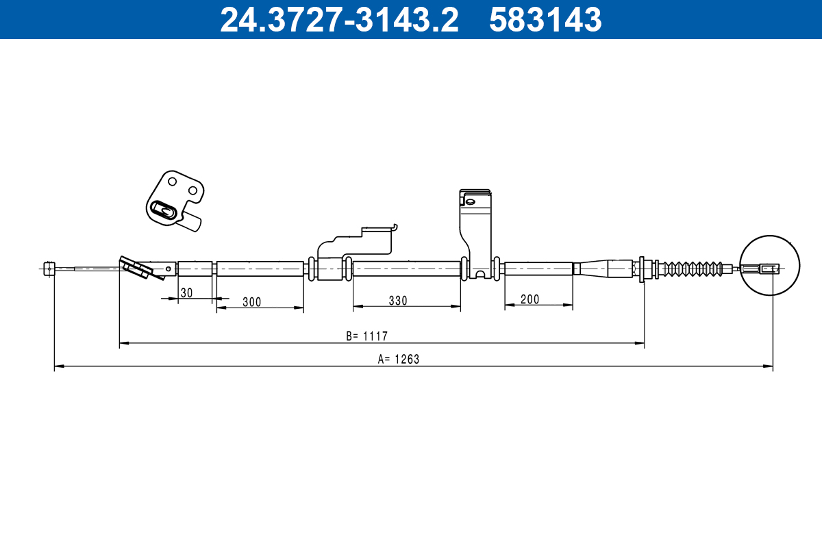 Cable, parking brake - 24.3727-3143.2 ATE