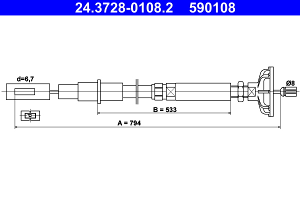 Clutch Cable - 24.3728-0108.2 ATE