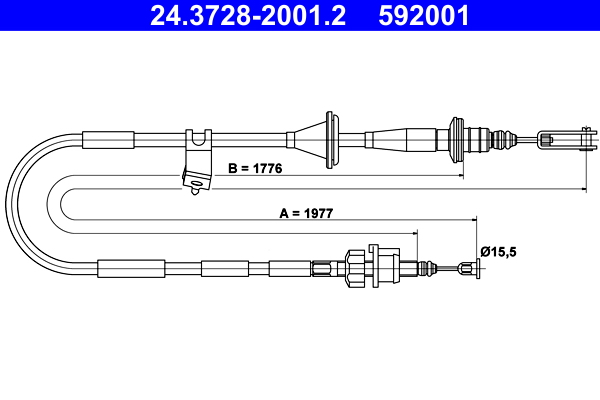 Трос, управление сцеплением - 24.3728-2001.2 ATE