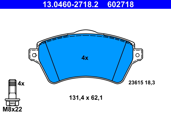 Kit pastiglie freno, Freno a disco - 13.0460-2718.2 ATE