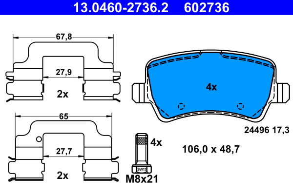Brake Pad Set, disc brake - 13.0460-2736.2 ATE