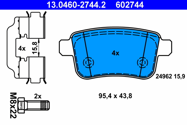 Kit pastiglie freno, Freno a disco - 13.0460-2744.2 ATE