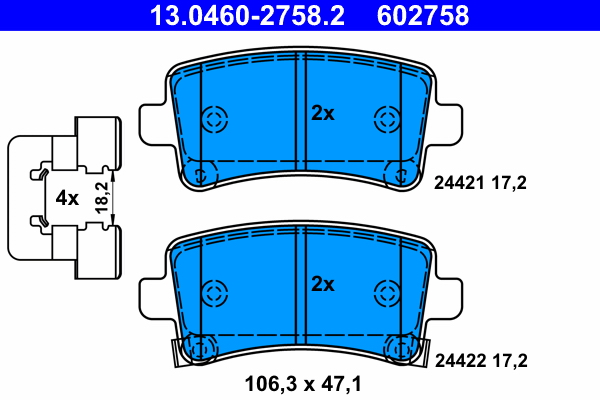 Brake Pad Set, disc brake - 13.0460-2758.2 ATE