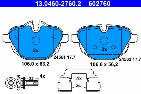 Brake Pad Set, disc brake - 13.0460-2760.2 ATE