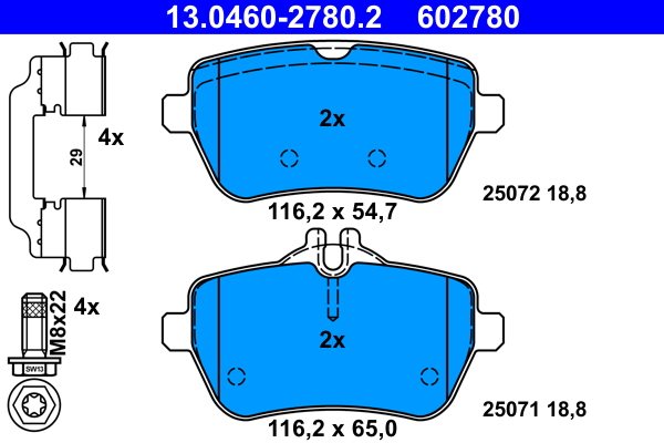 Brake Pad Set, disc brake - 13.0460-2780.2 ATE