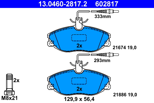 Kit pastiglie freno, Freno a disco - 13.0460-2817.2 ATE