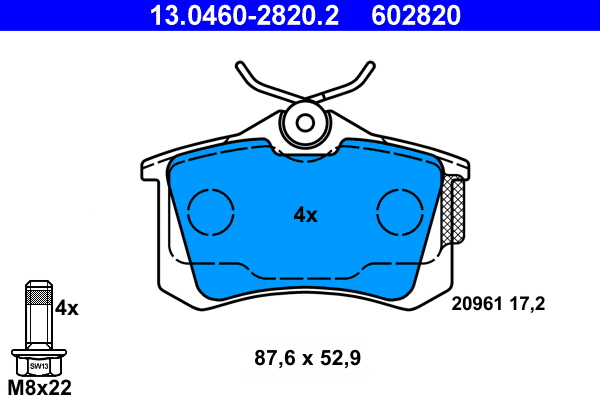 Brake Pad Set, disc brake - 13.0460-2820.2 ATE