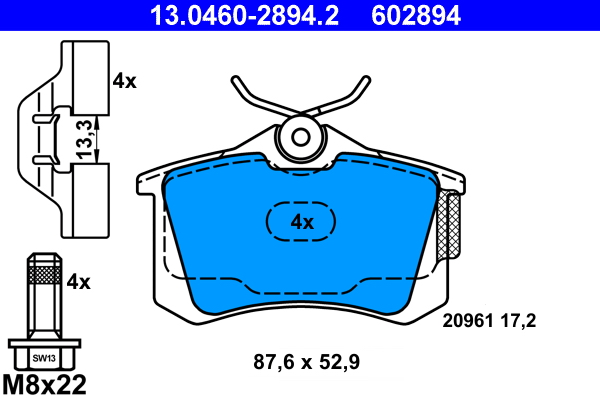 Kit pastiglie freno, Freno a disco - 13.0460-2894.2 ATE