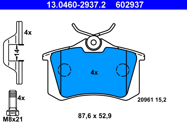 Kit pastiglie freno, Freno a disco - 13.0460-2937.2 ATE