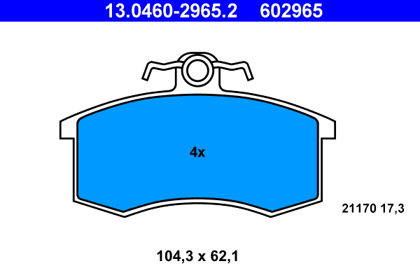 Brake Pad Set, disc brake - 13.0460-2965.2 ATE