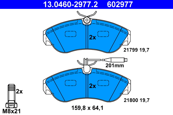 Brake Pad Set, disc brake - 13.0460-2977.2 ATE