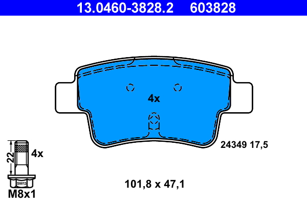Kit pastiglie freno, Freno a disco - 13.0460-3828.2 ATE